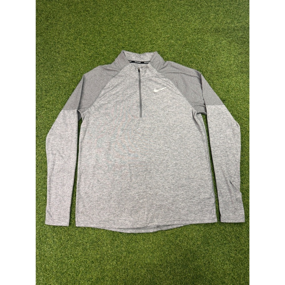 Nike Running Dri-FIT Mens Large Gray‎ Heathered Quarter Zip Pullover Top